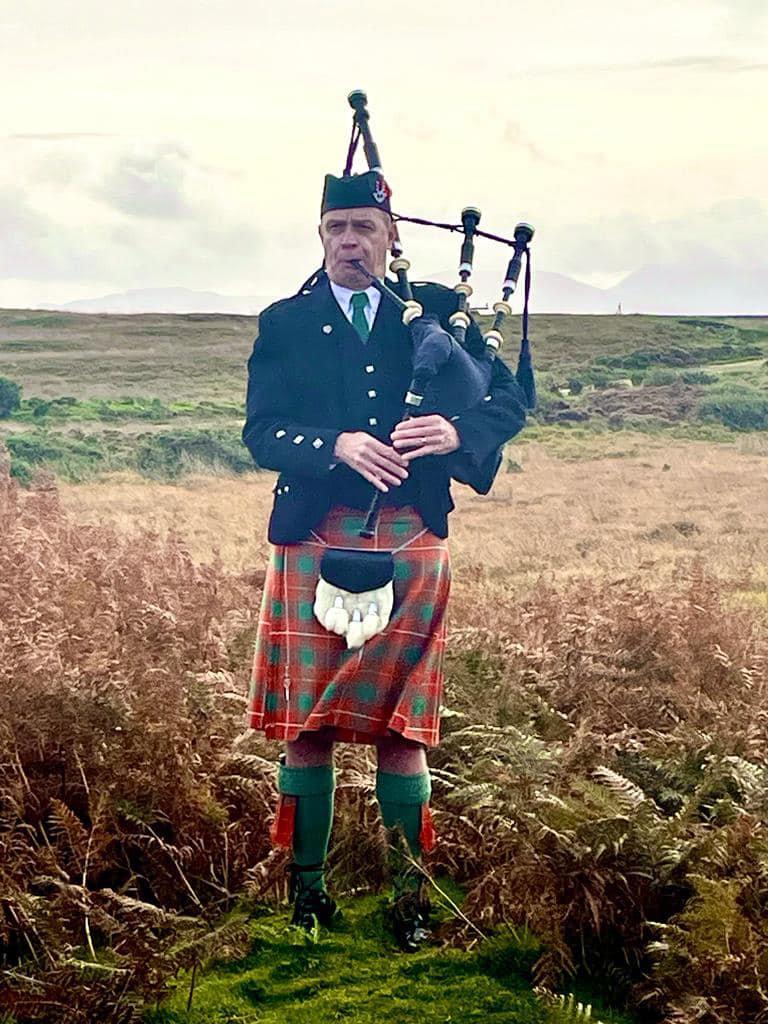 Gary MacPhie playing the Bagpipes on the Island of Colonsay